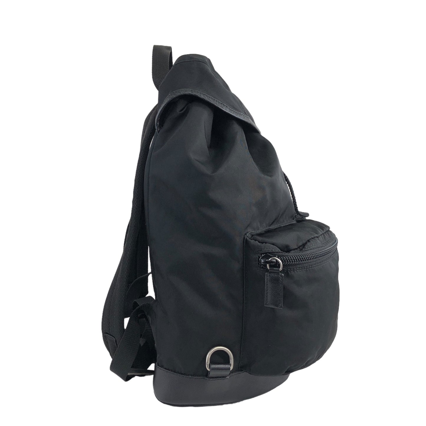 PRADA Triangle Logo Double Pocket Backpack Black Vintage avewmk