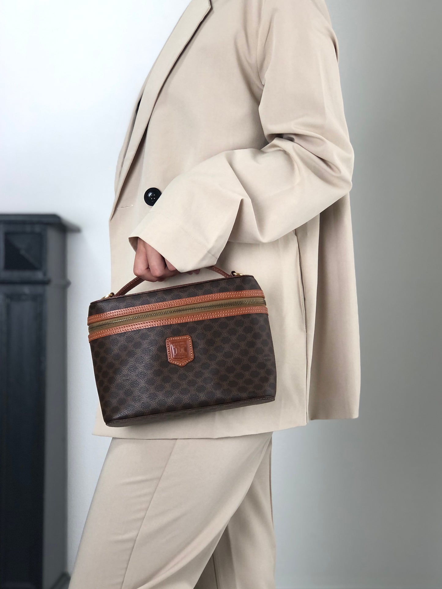 CELINE Macadam Blason Two-way Handbag Shoulder bag Vanity bag Brown Vintage vygm63