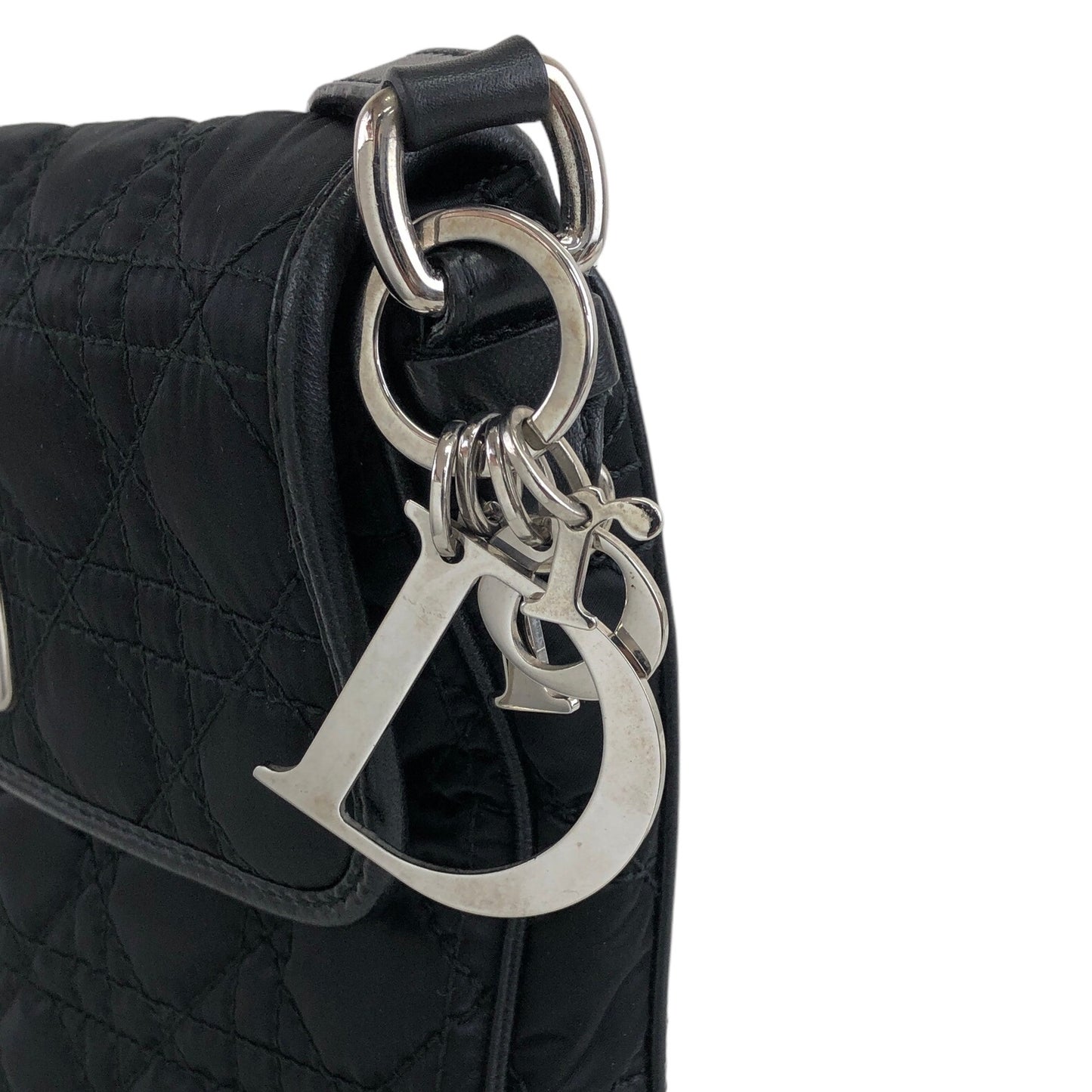 Christian Dior Cannage Logo Charm Turn Lock 單肩包 黑色 復古 swmt7e