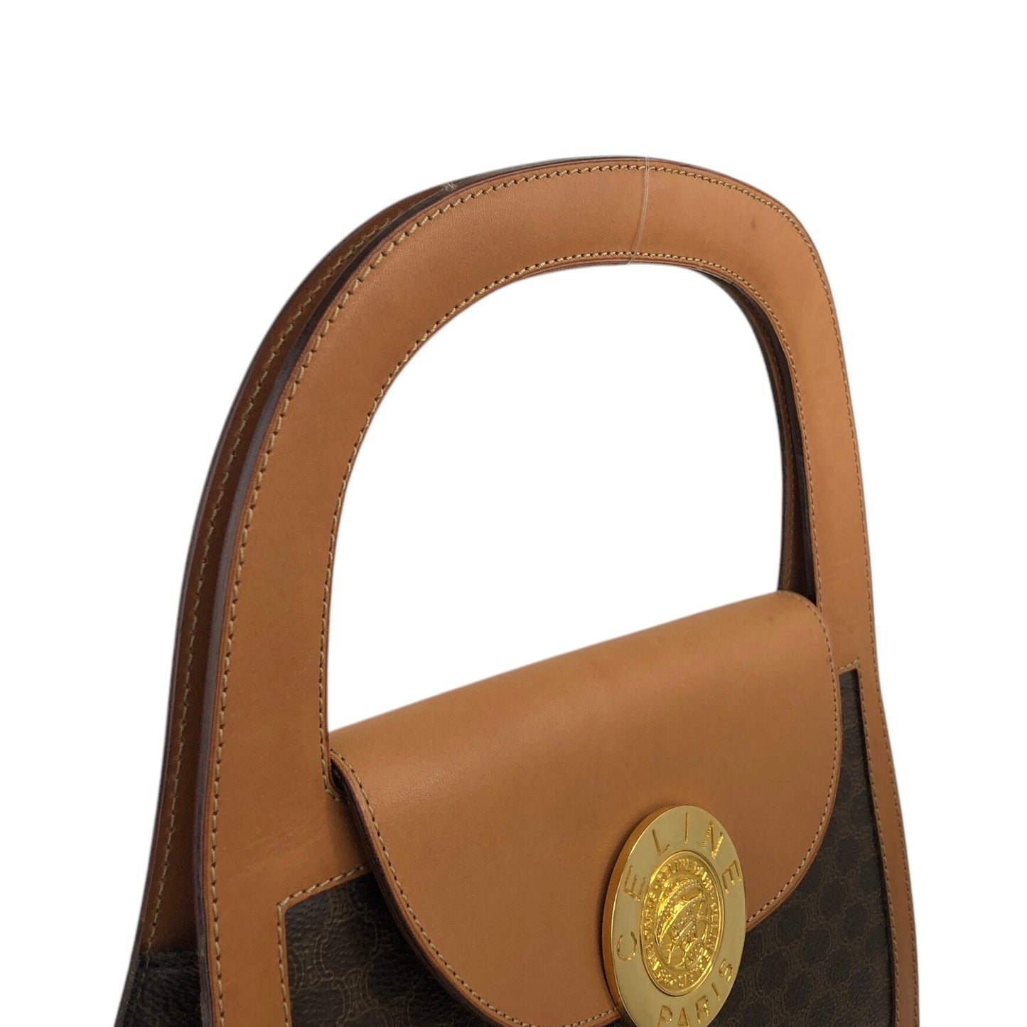 CELINE Macadam Medal Motif Handbag Brown Vintage gkav3f