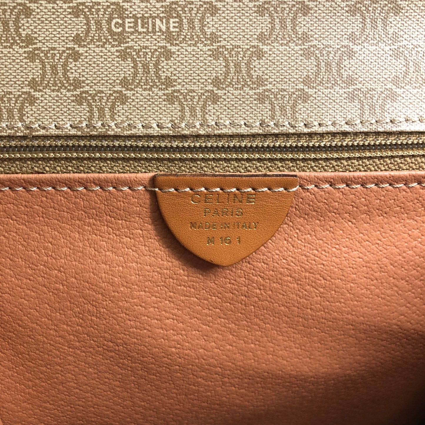 CELINE Macadam Gancini Handbag Beige Vintage 73dnvv