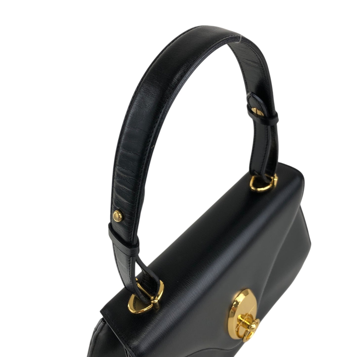 GIVENCHY Gancini Top Handle Handbag Black Vintage 3pv2af