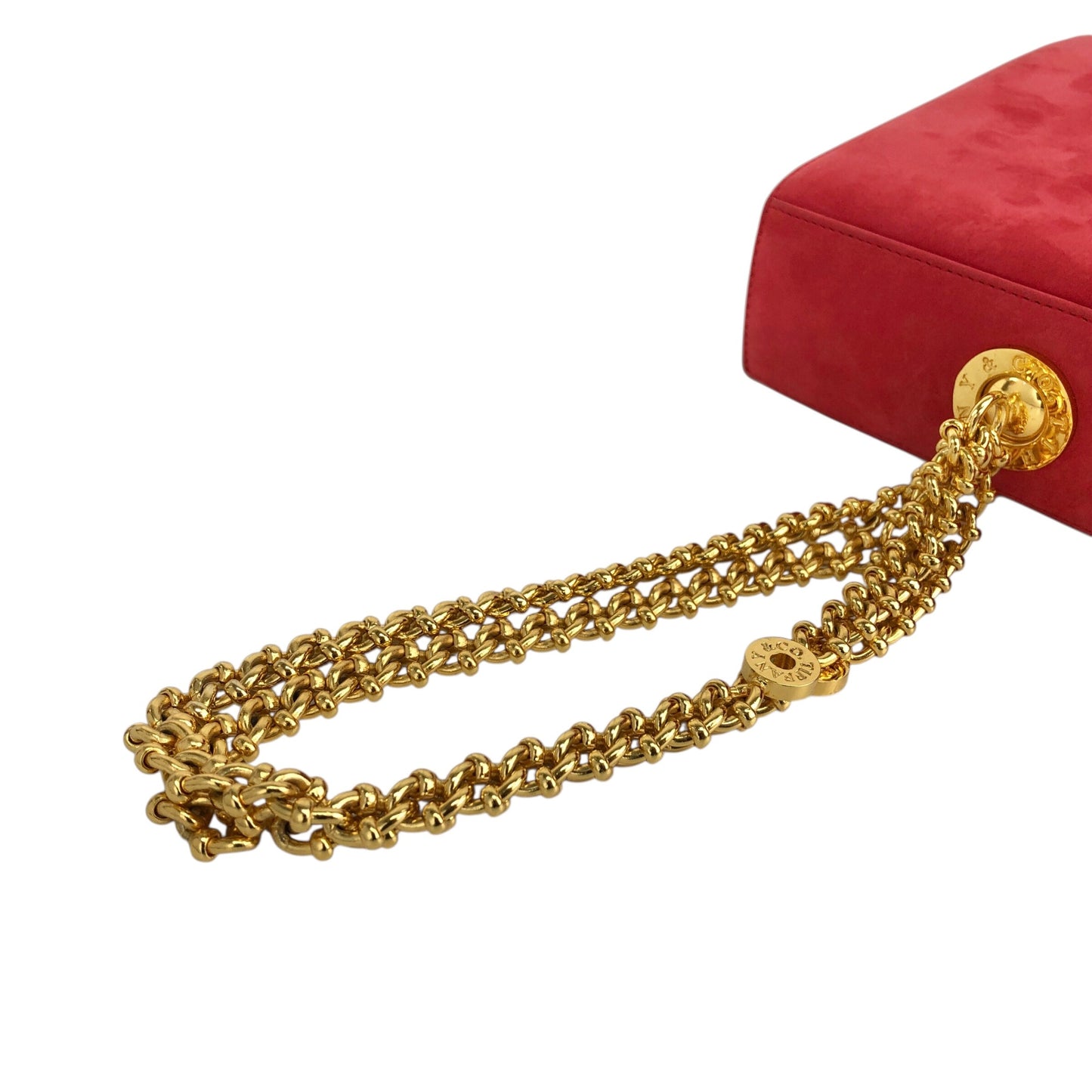 Tiffany & Co. Logo Small Chain Handbag Red Vintage gphne8