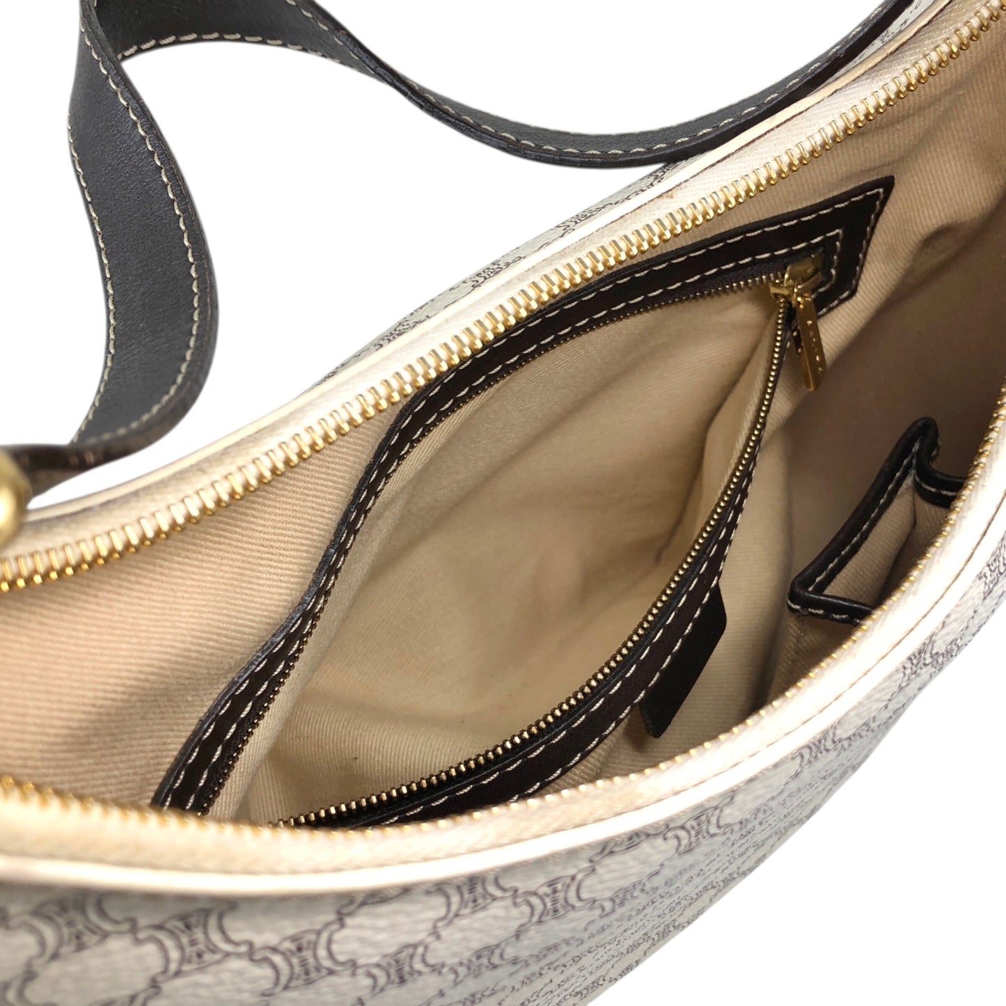CELINE Macadam Shoulder bag White Vintage sf8jz2