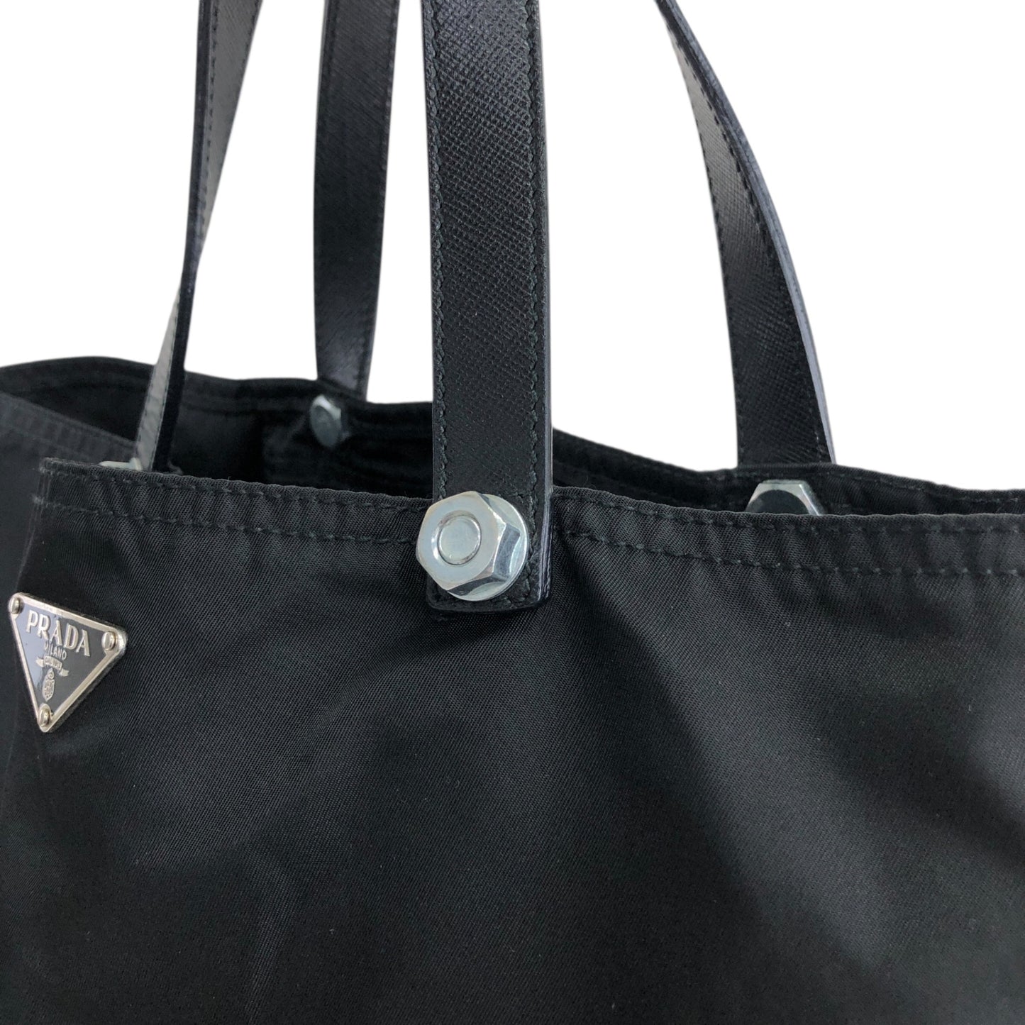PRADA Triangle Logo Totebag Black Vintage i2tjbe