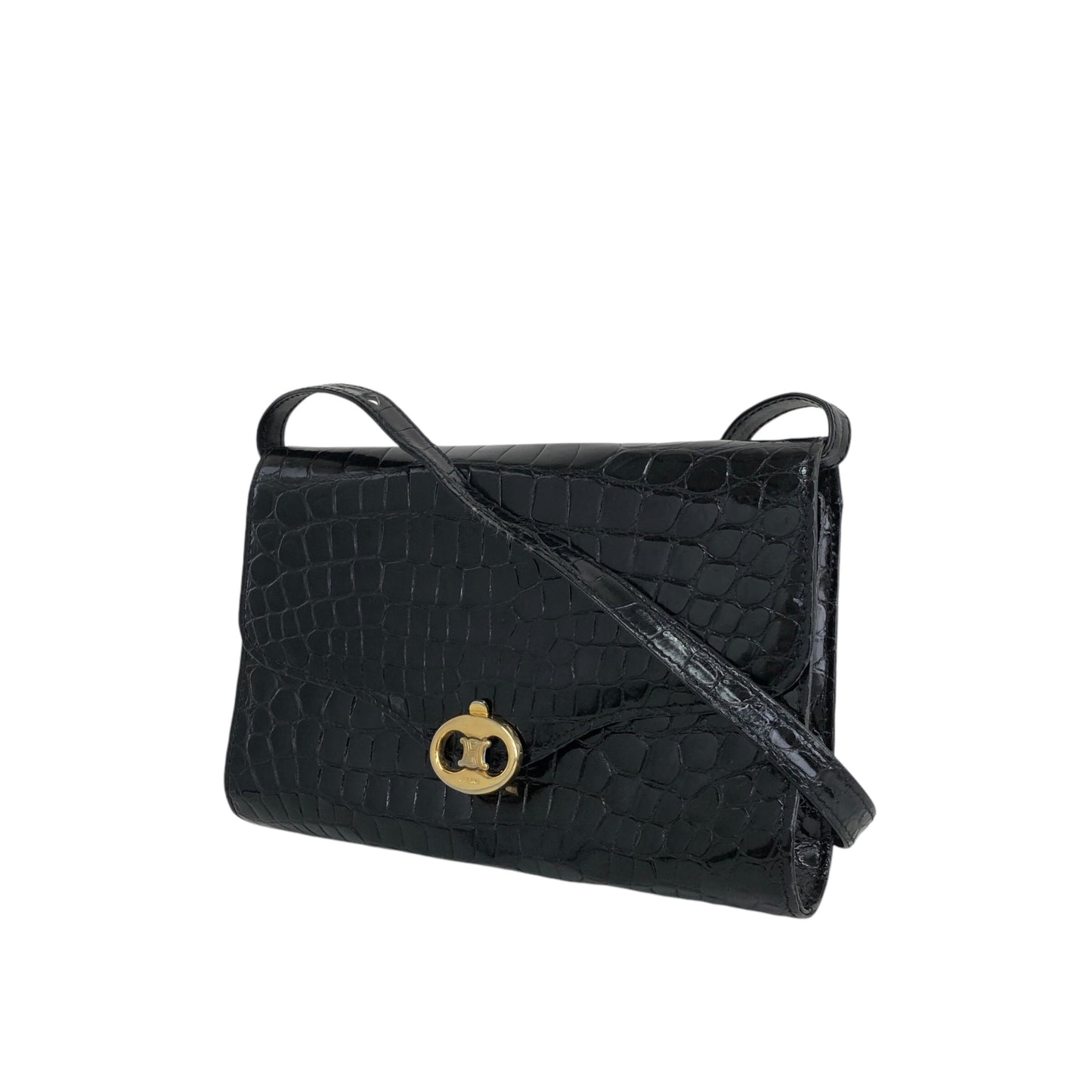 CELINE Triomphe Shoulder bag Black Vintage pedgvn