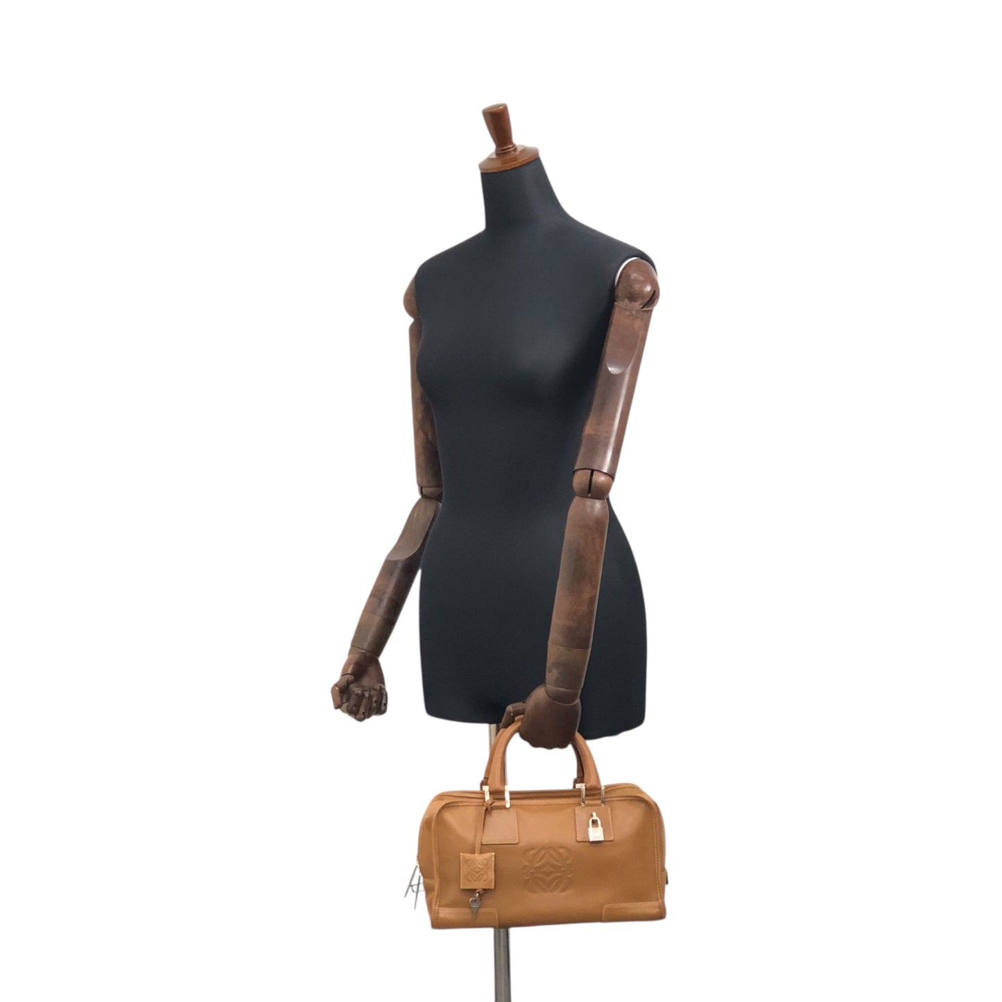 LOEWE Amazona28 Anagram Small Boston bag Handbag Brown Vintage gb6dbp