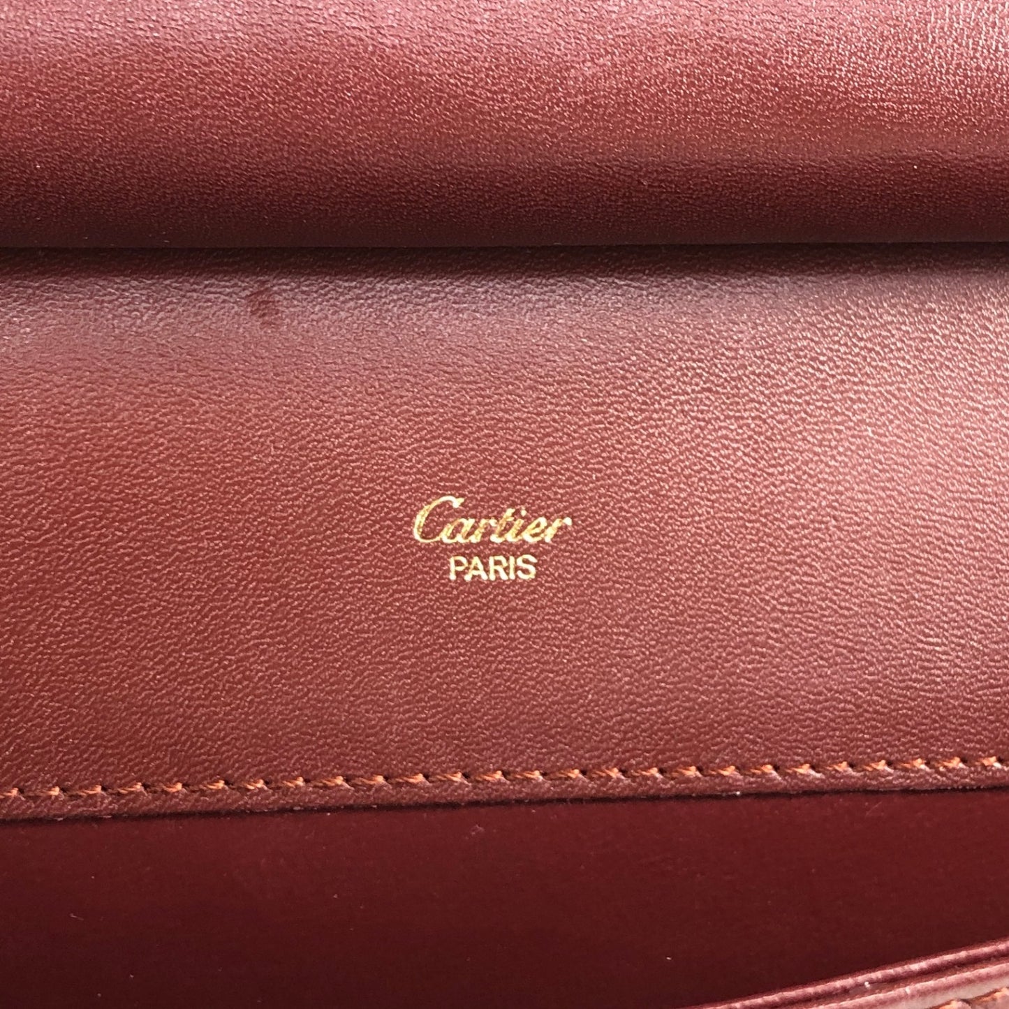 Cartier Logo Embossed Flap Shoulder bag Bordeaux Vintage hydpbp