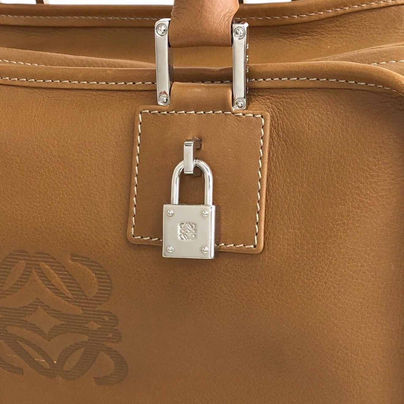 LOEWE Amazona28 Anagram Small Boston bag Handbag Brown Vintage gb6dbp