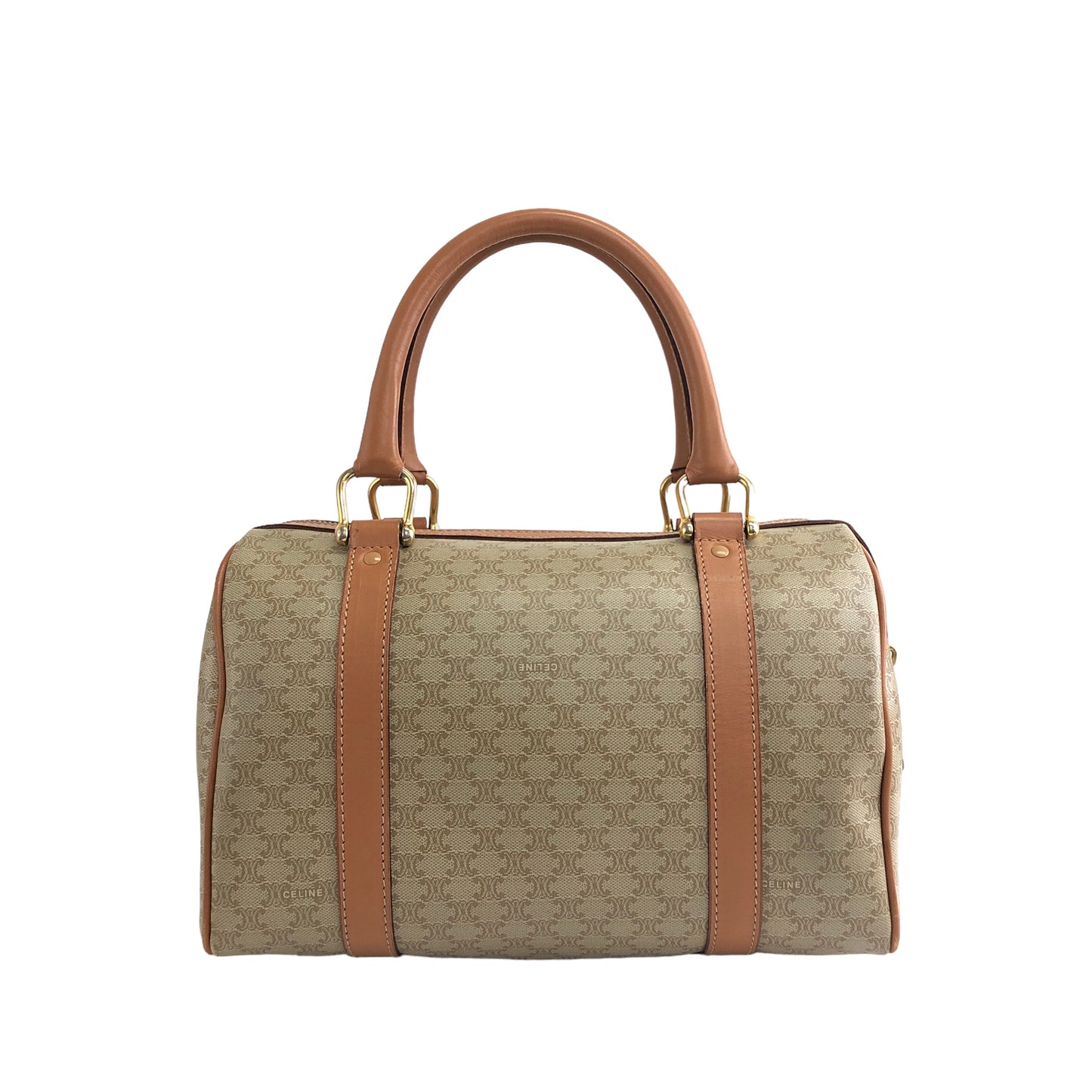 CELINE Macadam Blason Handbag Boston bag Beige Vintage 5s6c26