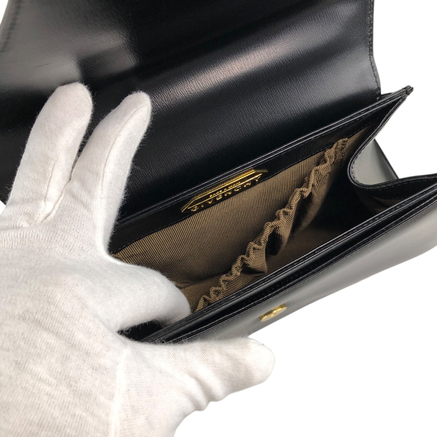 GIVENCHY Gancini Top Handle Handbag Black Vintage 3pv2af