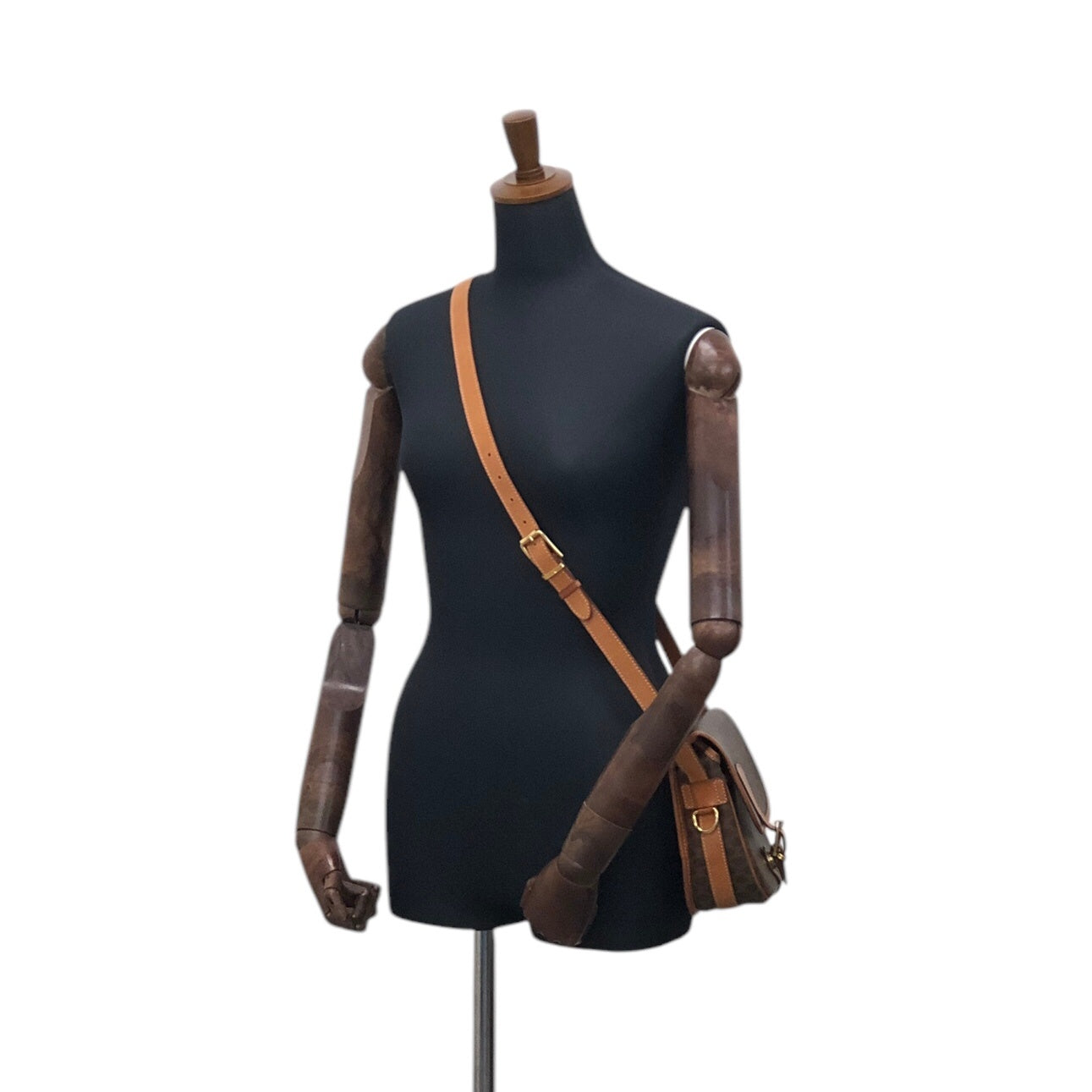 CELINE Macadam Front Buckle Shoulder bag Brown Vintage h4fac7