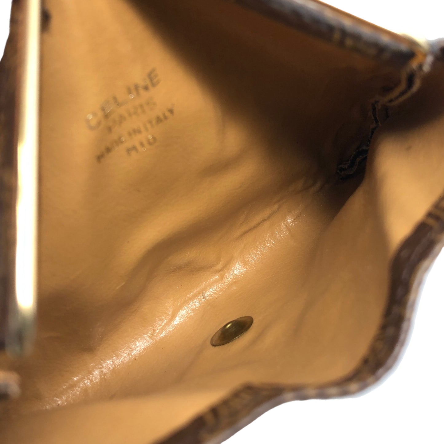 CELINE Macadam Horse Carriage Triangle Coin Purse Brown Vintage wgai4s