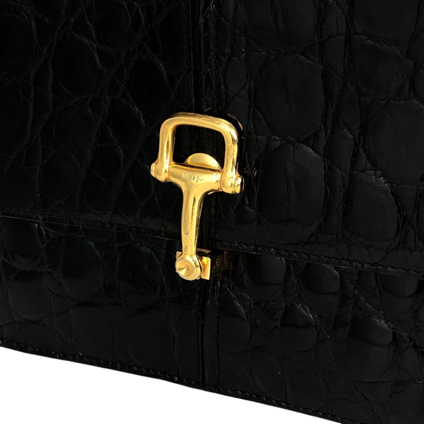 CELINE Horse Bit Chain Shoulder bag Black Vintage pu7w2k