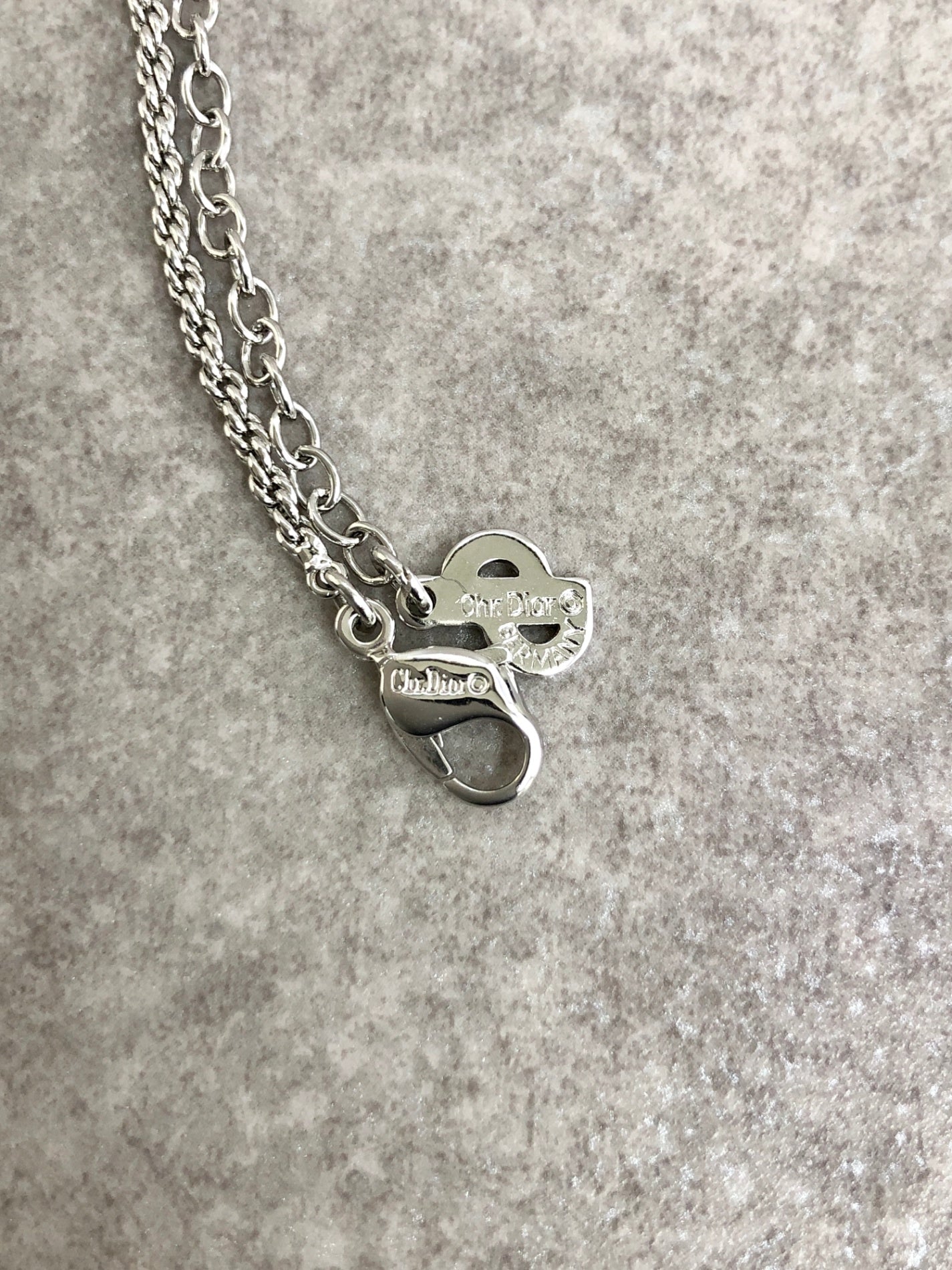 Christian Dior Emblem Necklace Silver Vintage cdz3bm