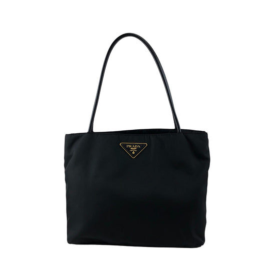 PRADA Tessuto Triangle Logo Handbag Totebag Black Vintage wn5b6d