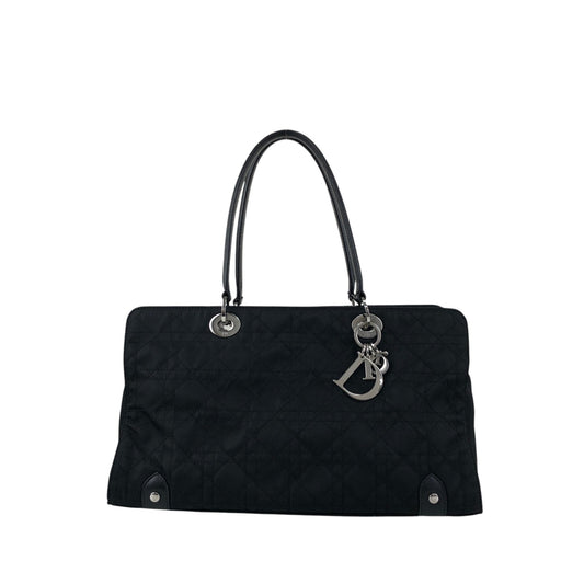 Christian Dior Cannage Logo Charm Handbag Black Vintage bceacw