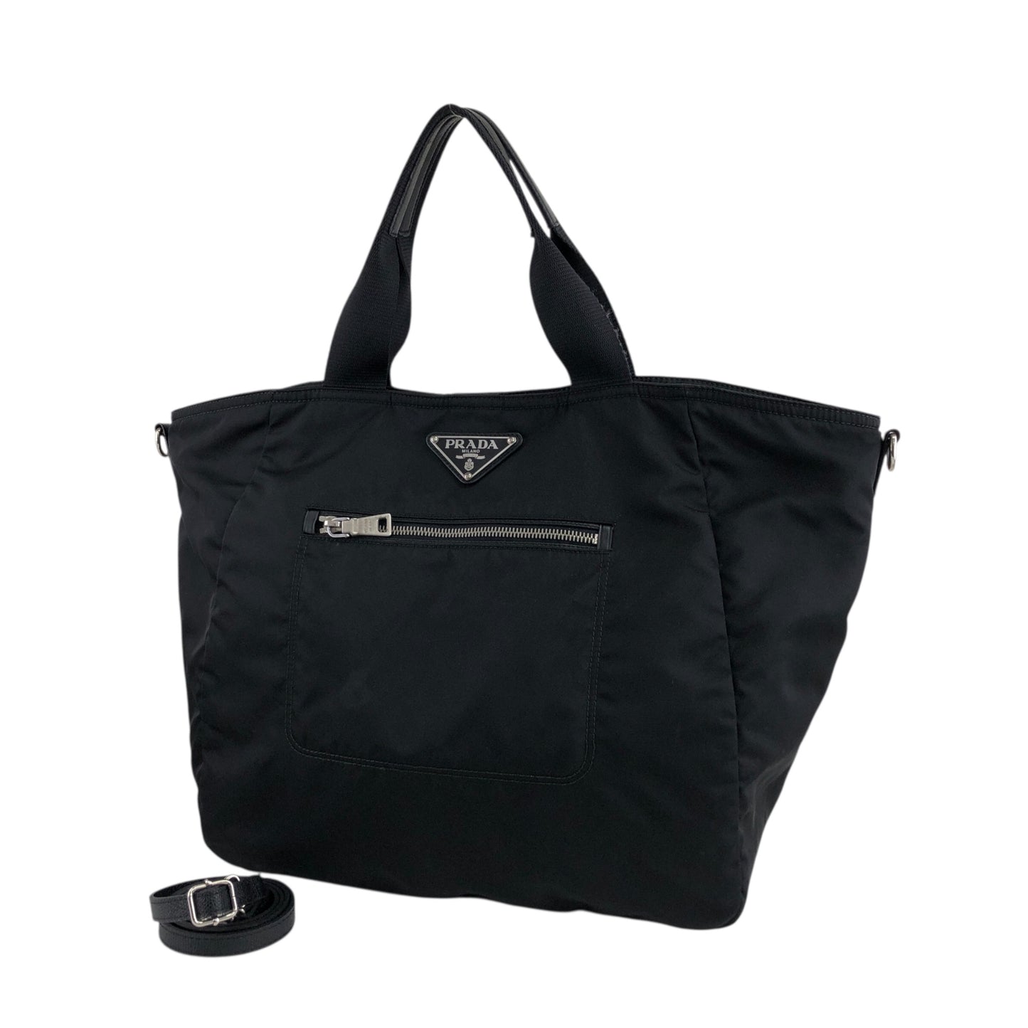 PRADA Triangle Logo Two-way Handbag Shoulder bag Black Vintage 5t57j2