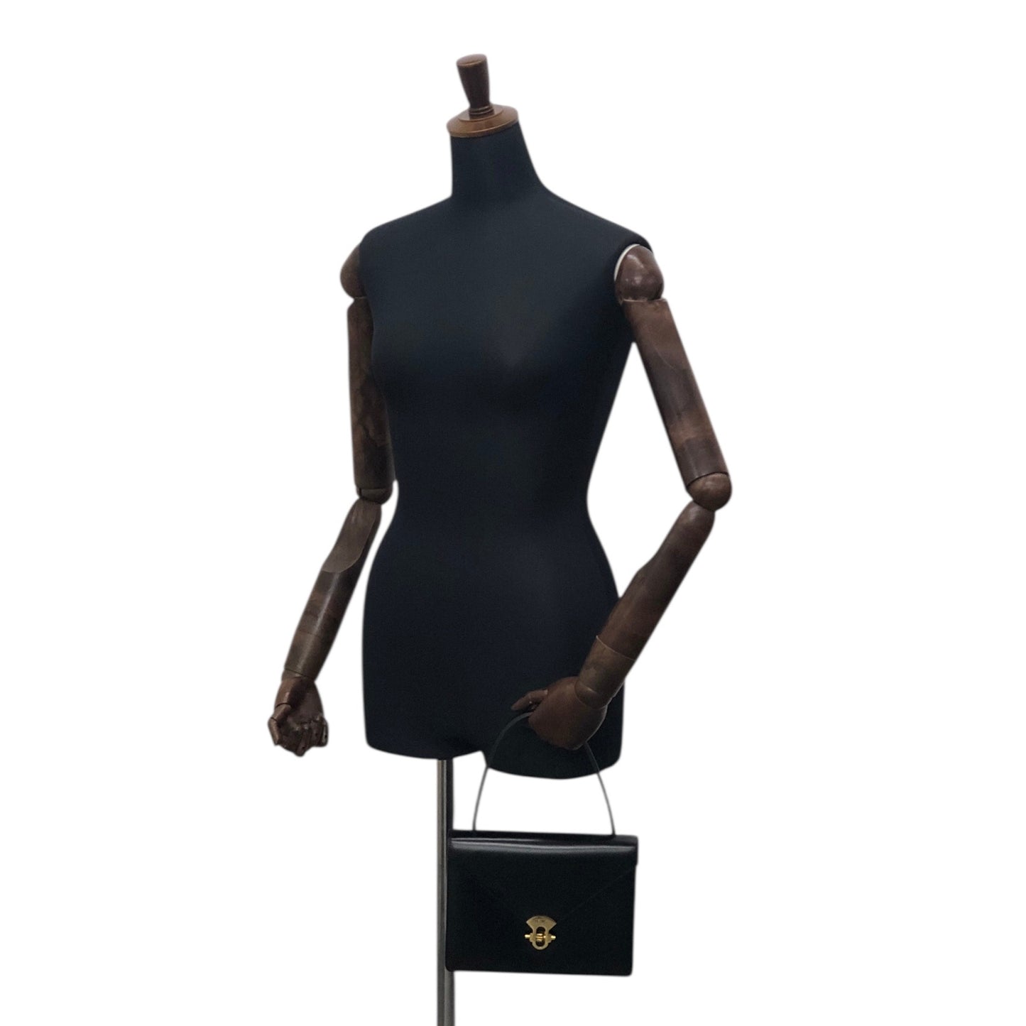 CELINE Logo Top Handle Handbag Black Vintage t8gzij