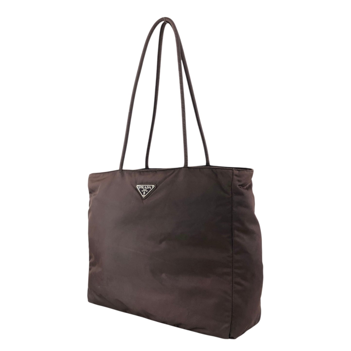 PRADA Tessuto Triangle Logo Totebag Brown Vintage nda4br