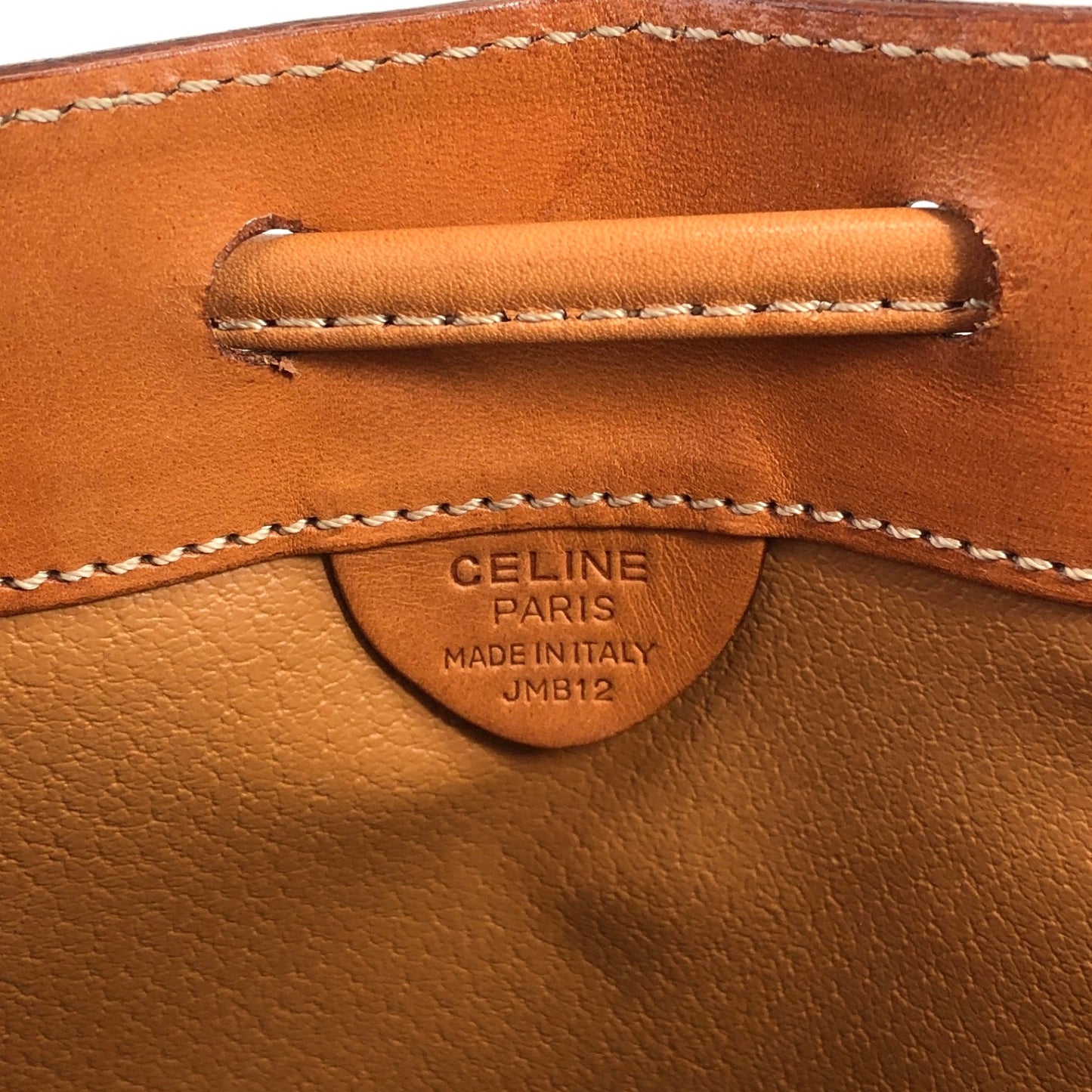 CELINE Macadam Drawstring Shoulder bag Brown Vintage eavnn8