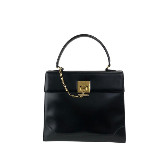 CELINE Gancini Toggle Clasp Handbag Black Vintage gpjwxc