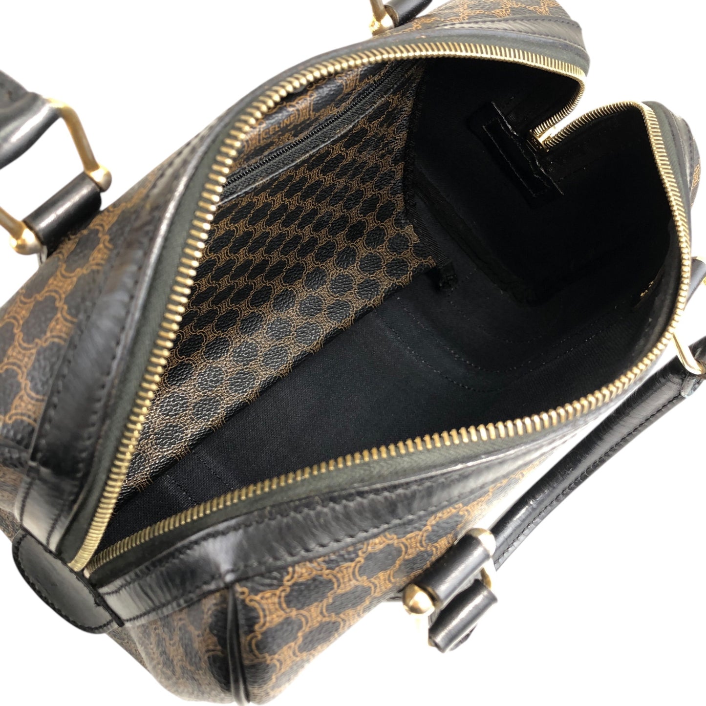 CELINE Macadam Blason Two-way Shoulder bag Boston bag Brown Vintage 5uamii