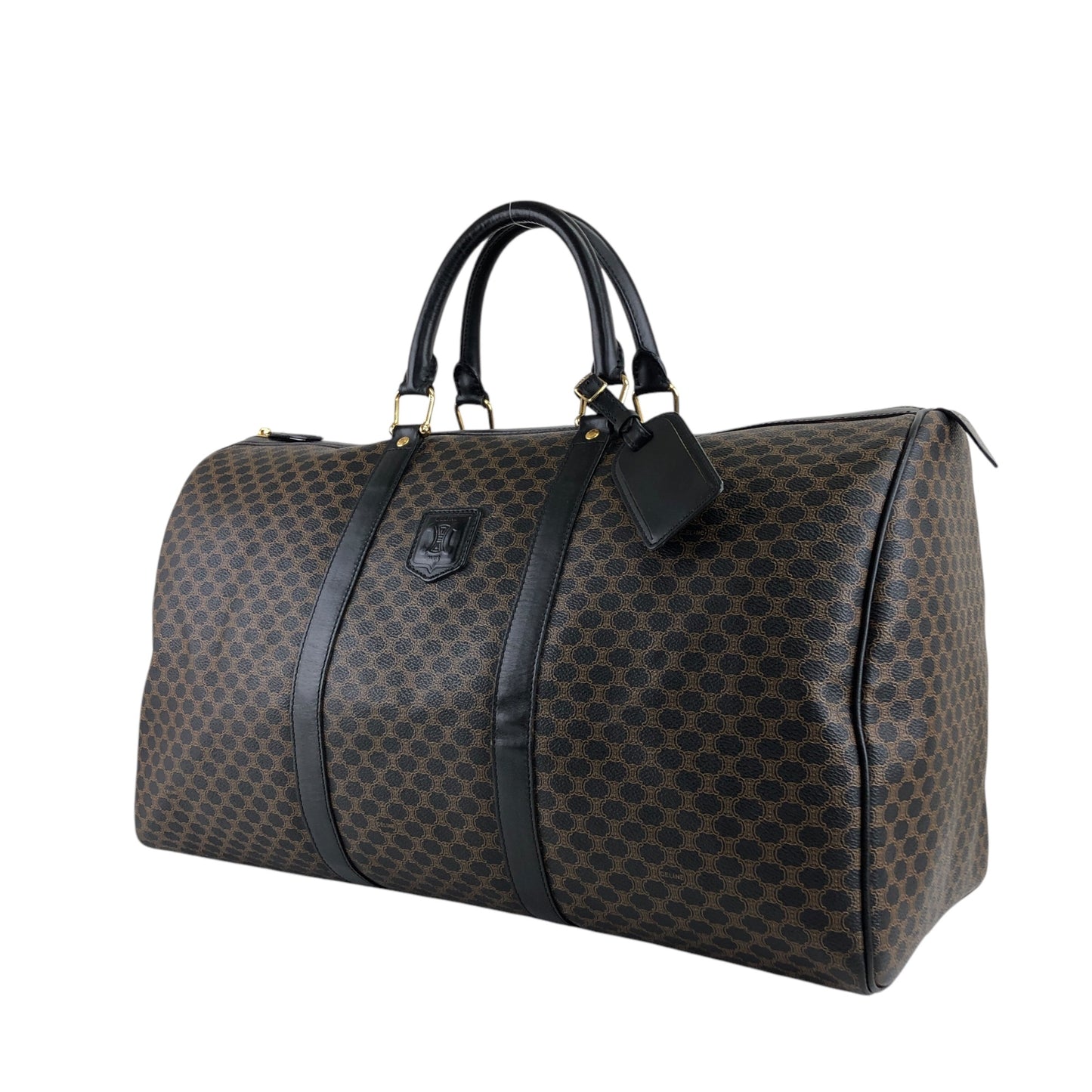 CELINE Macadam Blason Boston bag Handbag Black Vintage 65wsnj