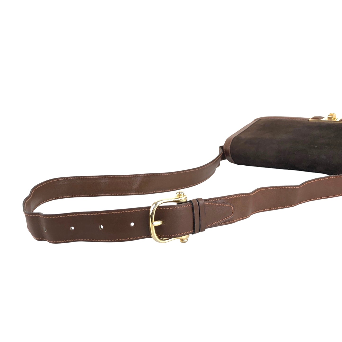 CELINE Blason Turn Lock Shoulder bag Brown Vintage j6d53x