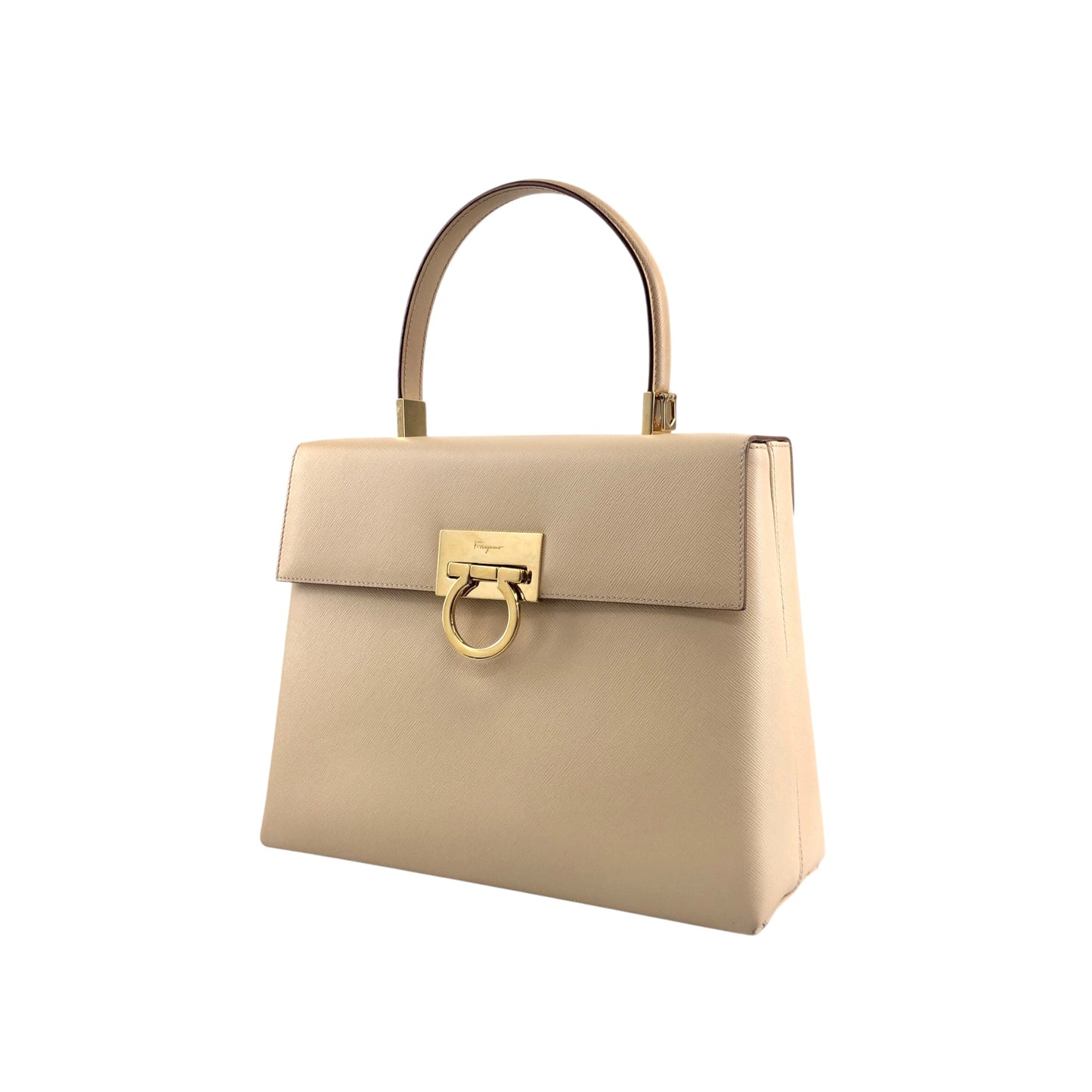 Salvatore Ferragamo Gancini Two-way Handbag Shoulder bag Beige Vintage khdcf6