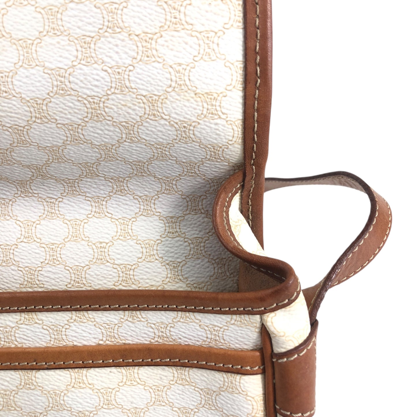 CELINE Macadam Blason Front Buckle Shoulder bag White Vintage s4pk6f
