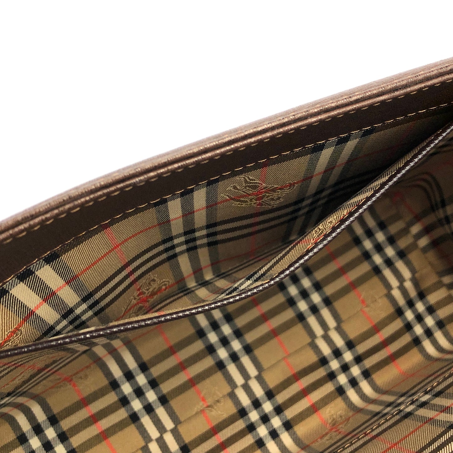 Burberry 標誌圖案皮革兩用手提包單肩包棕色復古 rbsmr2