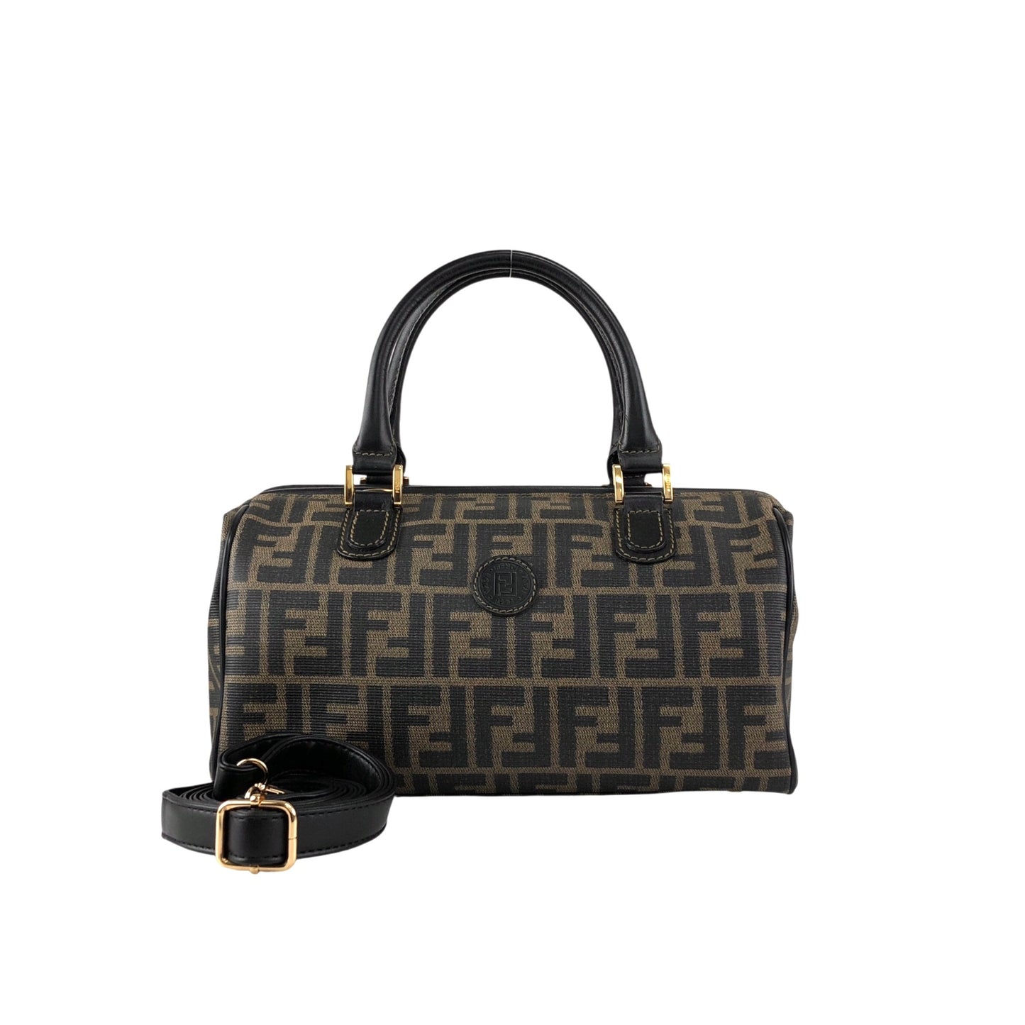 FENDI Zucca Logo Two-way Handbag Shoulder bag Boston bag Black Vintage yh8esb