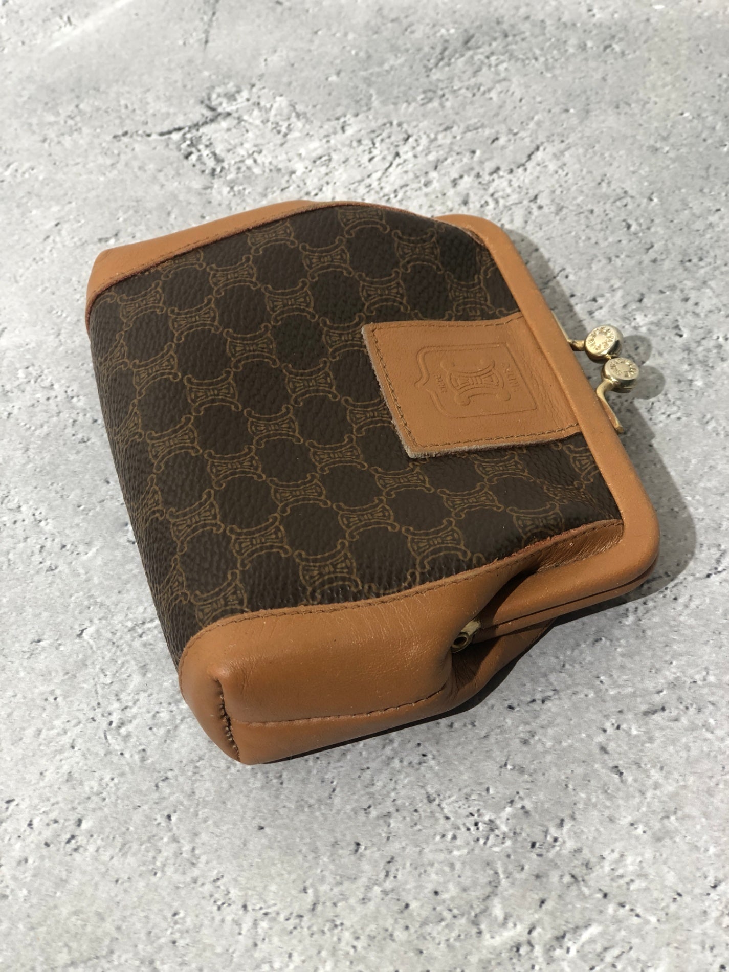 CELINE Macadam Blason 金屬扣零錢包棕色復古 g62ssc