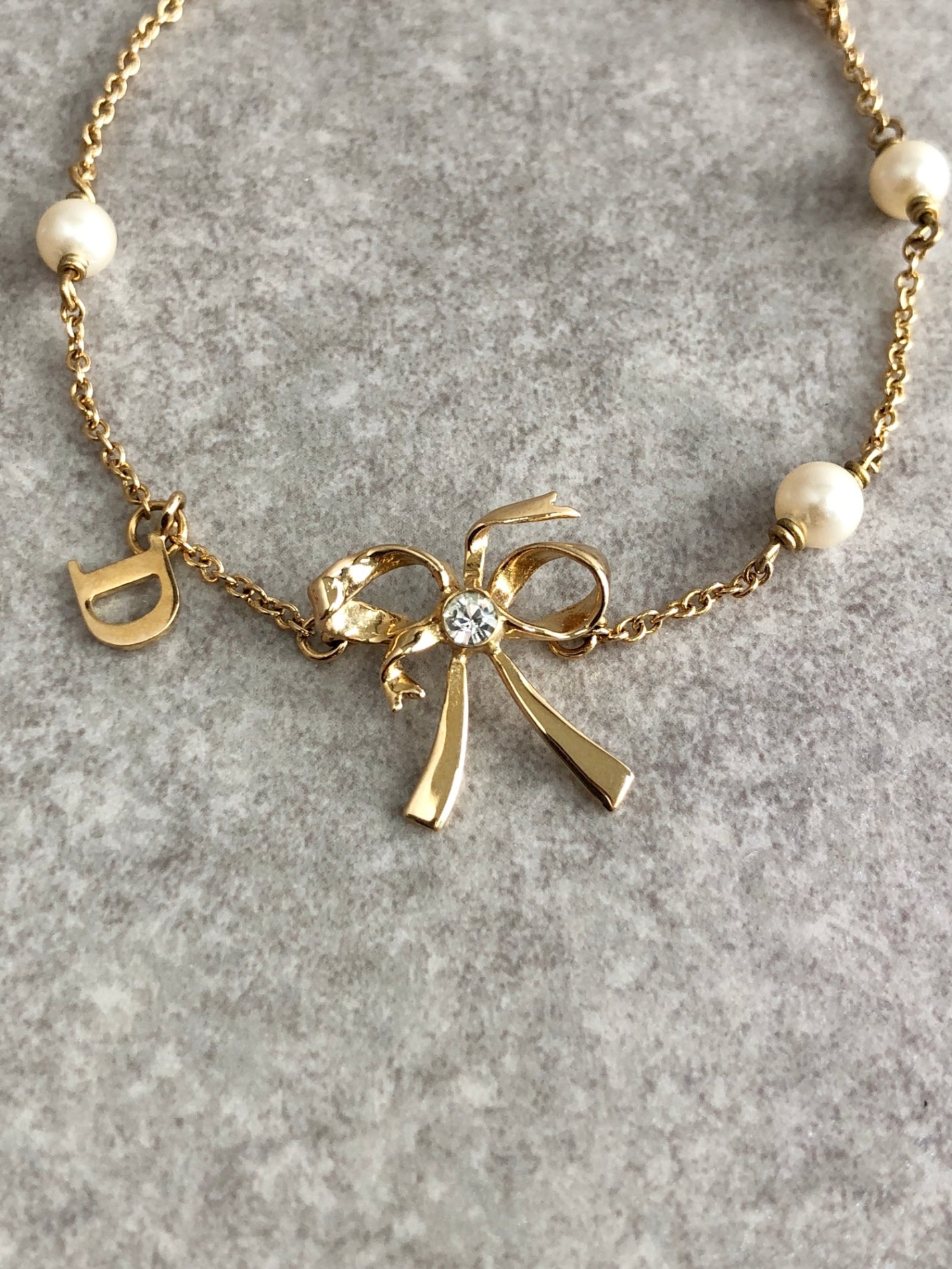Christian Dior Ribbon Bracelet Gold Vintage y5u58d