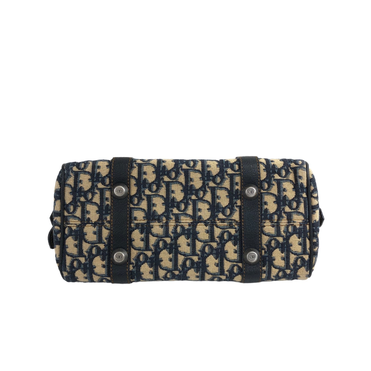 Christian Dior Trotter CD Logo 提花皮革手提包波士頓包海軍藍復古 aminvy