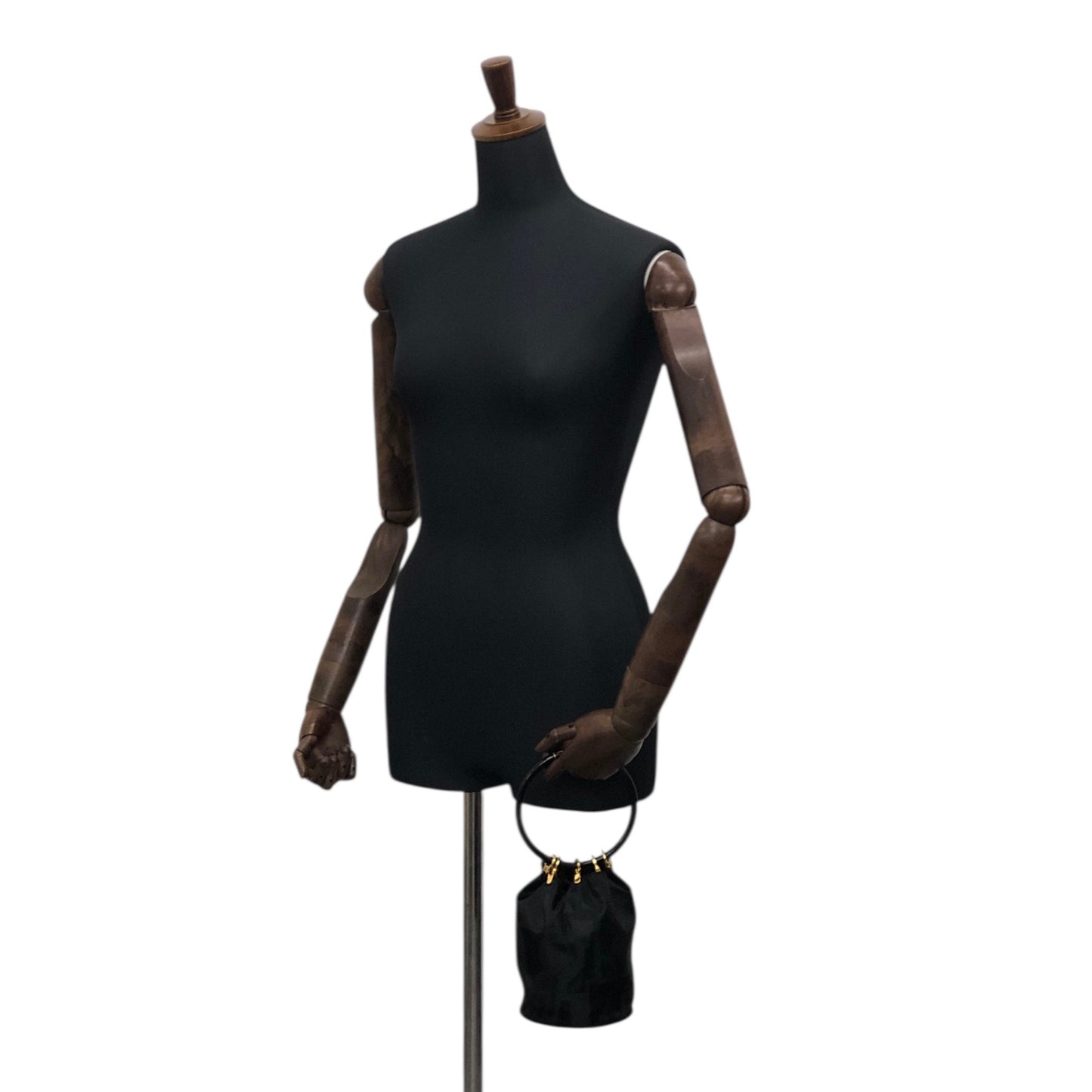 Salvatore Ferragamo Gancini Drawstring Small Handbag Black Vintage tigpxb