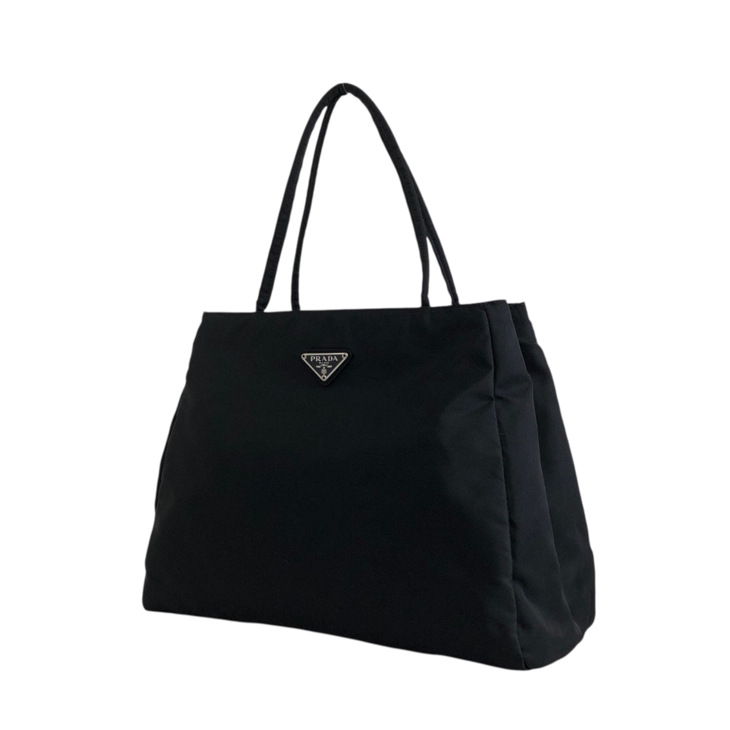 PRADA Triangle Logo Handbag Black Vintage kkmacr