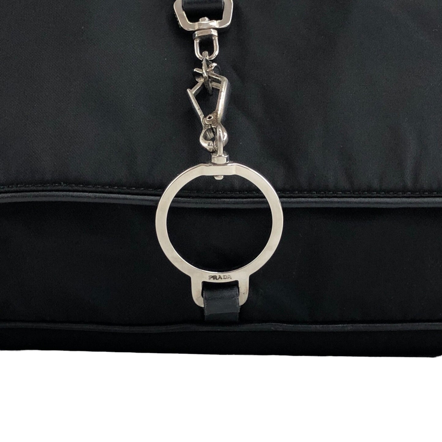 PRADA Triangle Logo Front Buckle Shoulder bag Black Vintage dwjuwu