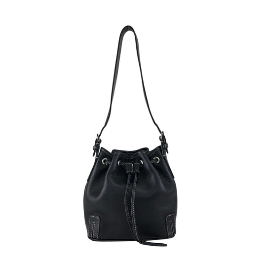 BURBERRY Logo Drawstring Shoulder bag Black Vintage phkwjb