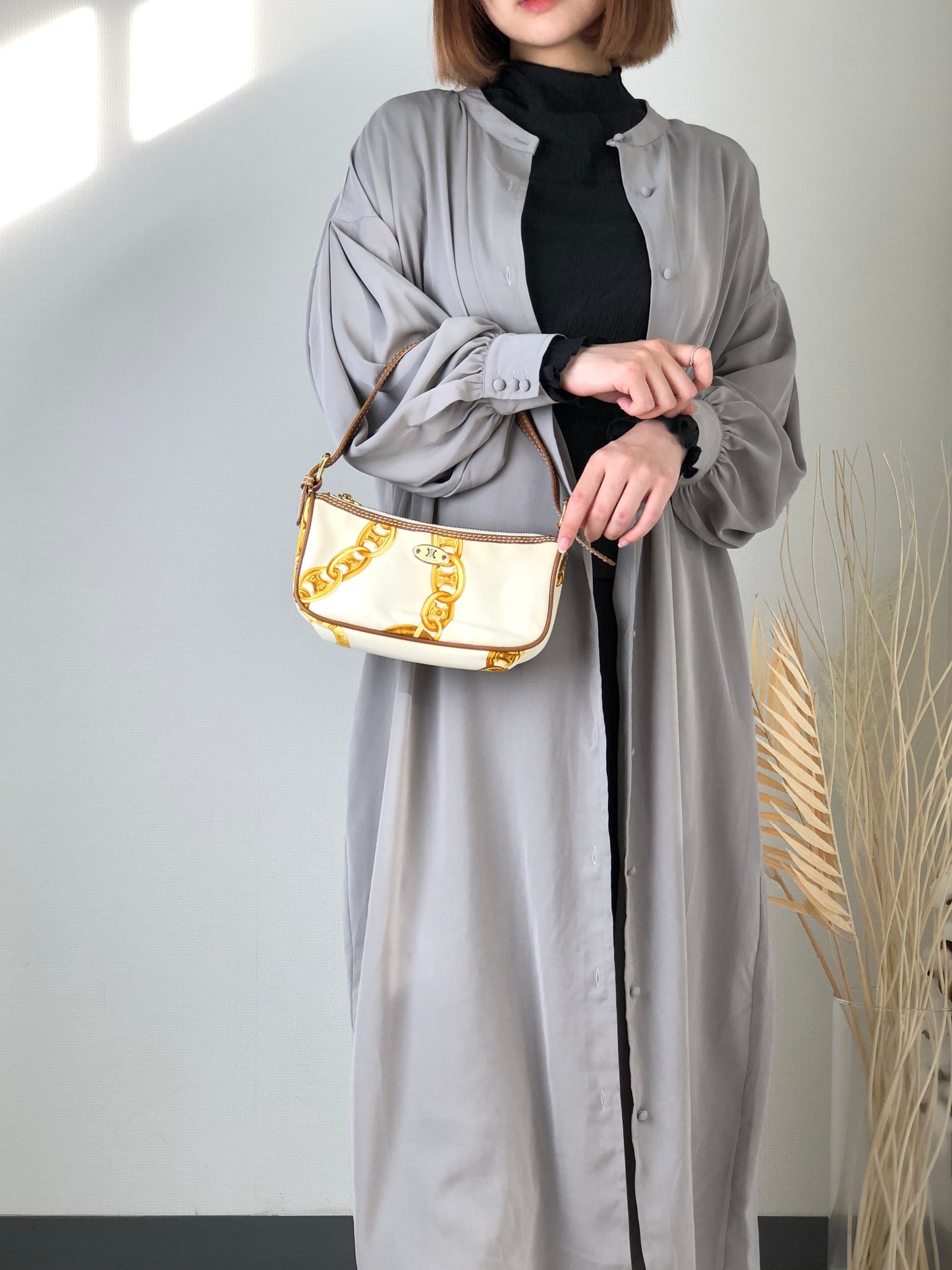 CELINE Blason 帆布皮革手袋白色復古 vzzbsd