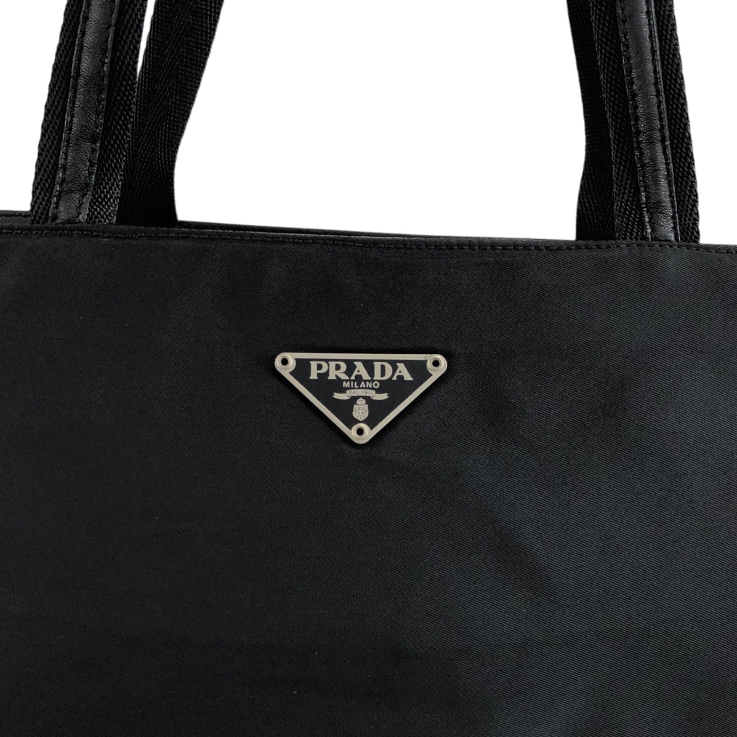 PRADA Tessuto Triangle Logo Totebag Black Vintage 885ief
