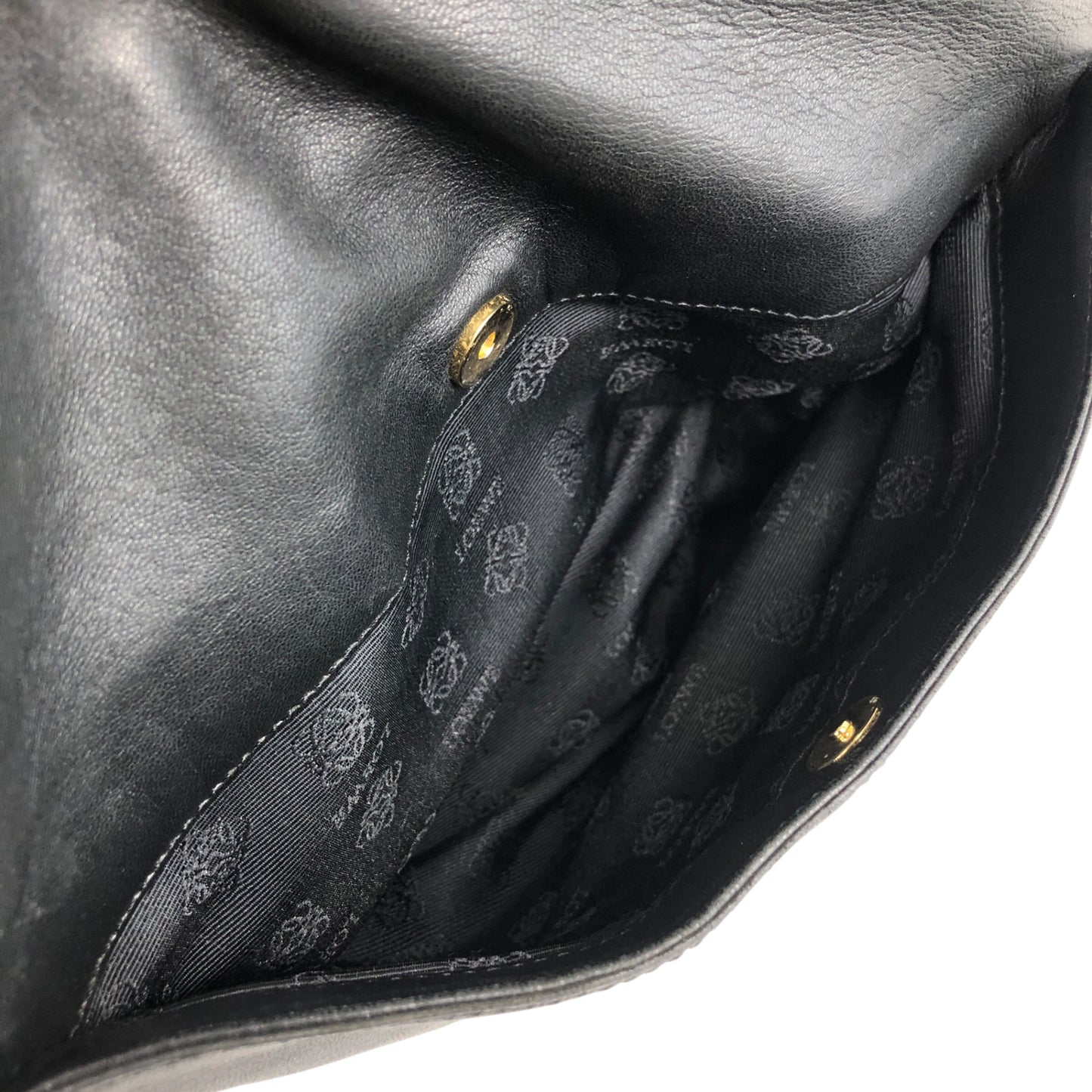 LOEWE Anagram Drawstring Handbag Black Vintage nggky5