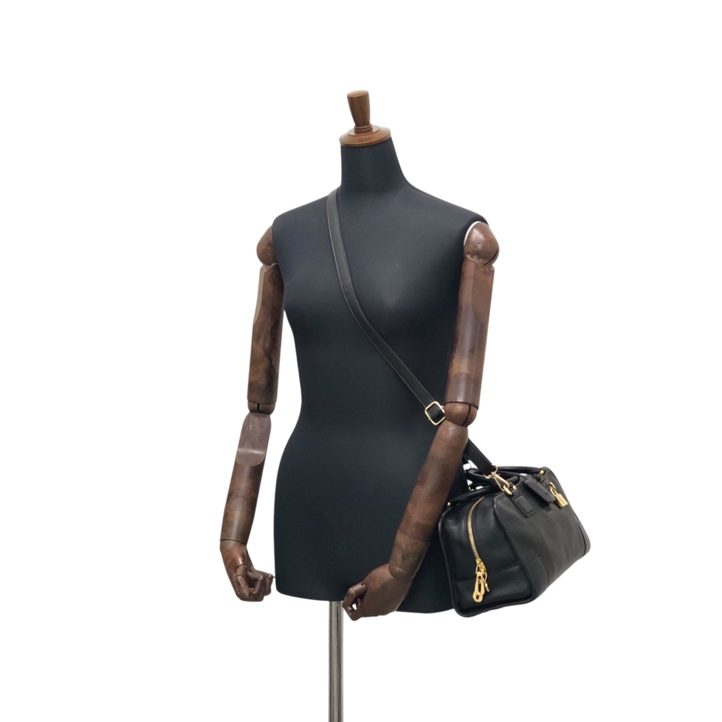 LOEWE Anagram Two-way Handbag Shoulder bag Boston bag Black Vintage uce58h