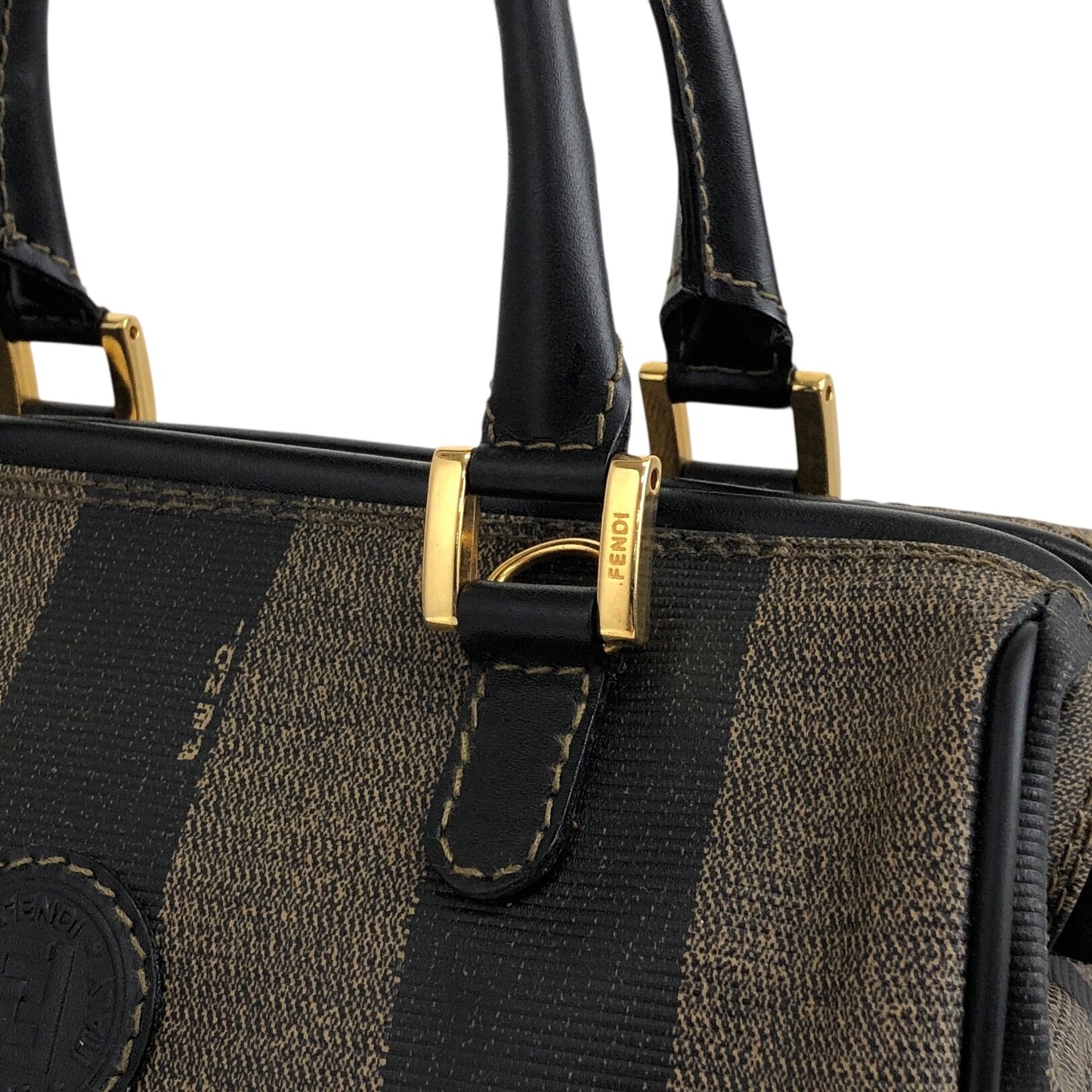 FENDI Logo Two-way Small Boston bag Shoulder bag Black Vintage 873tng