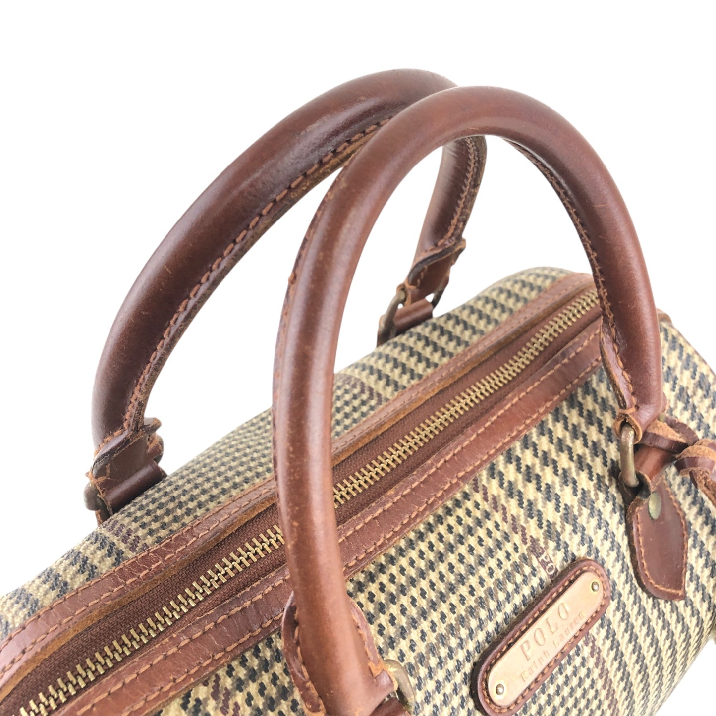 RALPH LAUREN Logo Boston bag Brown Vintage djz8wh