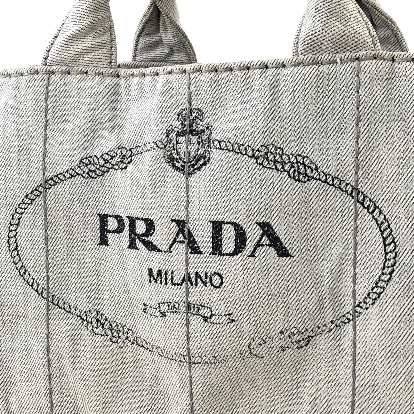 PRADA Canapa Canvas Totebag Shoulder bag Light Gray Vintage h4aifs