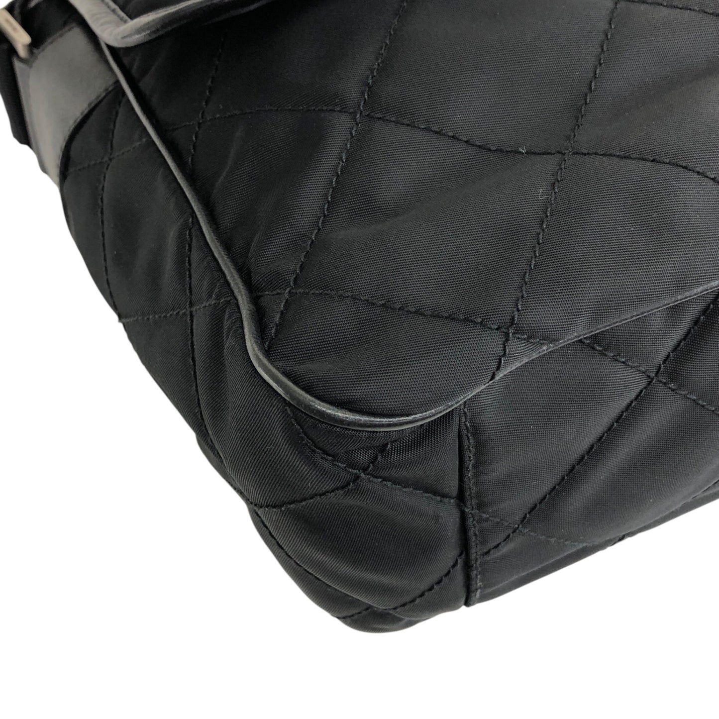 PRADA Tessuto Triangle Logo Shoulder bag Black Vintage g5c3is