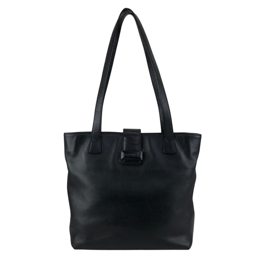 CHANEL Logo Handbag Totebag Black Vintage 6vtcfe