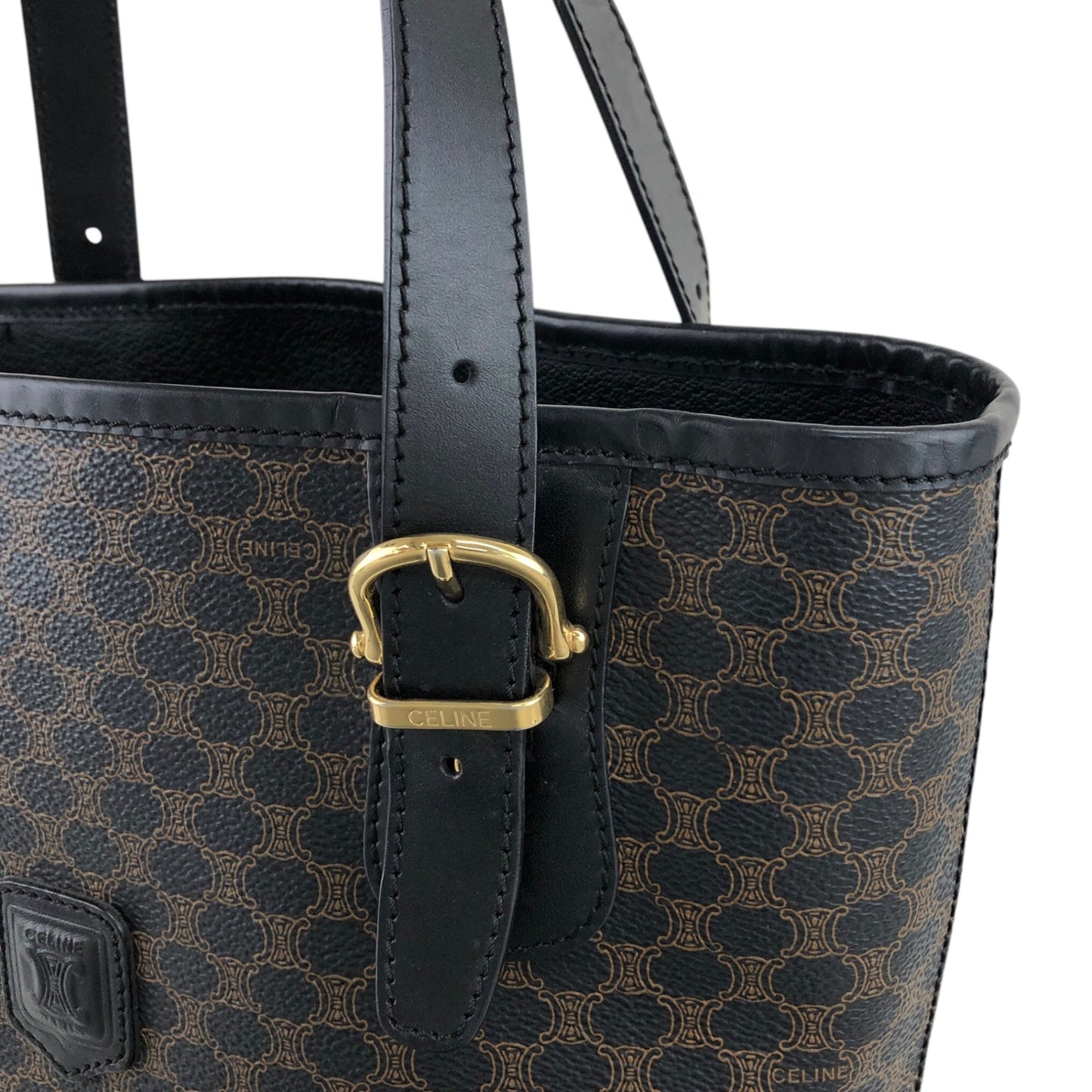CELINE Macadam Blason Shoulder bag Totebag Black Vintage ean3kc